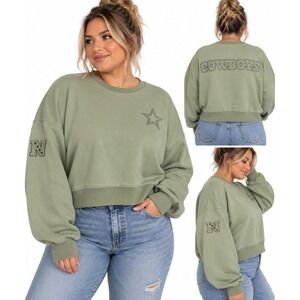 Dallas Cowboys Pro Standard 2XL Cropped Sweatshirt Sage Green NFL Embroidered